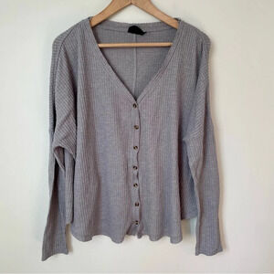 UO Out From Under Waffle  Knit Button Up